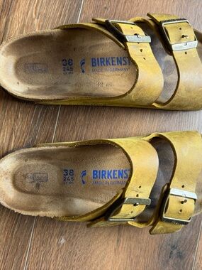 Birkenstock Arizona Two-Buckle Sandals in Mustard Yellow (medium/narrow width)